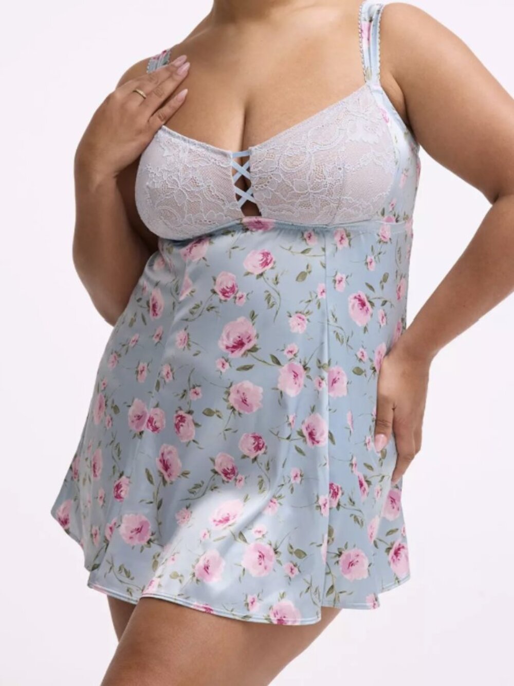 Torrid 3X Chemise Satin Fit & Flare Wireless Babydoll Cottagecore Florals